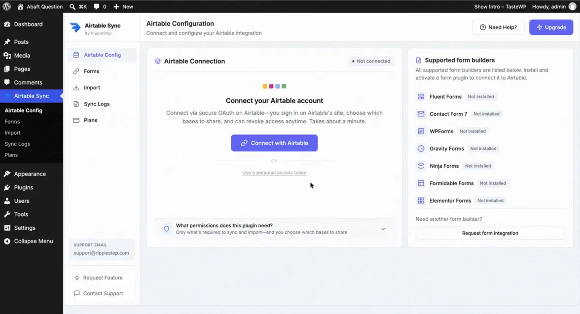 Connecting Airtable with OAuth in Airtable Config