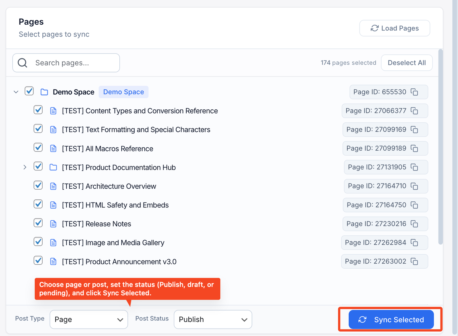 Choose whether to import as pages or posts in the Confluence Publisher plugin